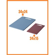 Mavi 2'li Plastik Kesme Tahtası Seti, 34X24 Cm, Dayanıklı ve Şık Tasarım