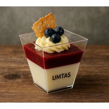 25 Adet Şeffaf Kübik Prizmalı 200CC Sunum Kaseleri, Kapaksız ve Şık Tasarım