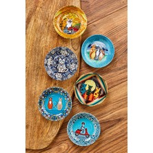 6'lı Renkli Metal Sosluk Çerezlik Kedi Desenli Sunum Kaseleri Takım