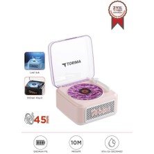 Torima D61 Pembe  Nostalji Plak Görünüm Dekor Waves Bt Işıklı Müzik Çalar Saat Tf Kart Aux Özellikli
