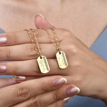 Nox Jewelry Kişiye Özel Taşlı Asker Künyesi Kolye – 14K Altın Kaplama Harfli Kolye - CNS00647