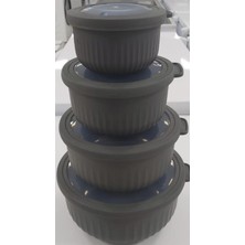 Vakumlu Saklama Kabı Seti, Gri, 4'lü, Pratik ve Şık Saklama Çözümü