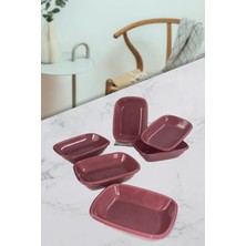 Pembe 13 cm Dikdörtgen Kahvaltılık Seti, 6 Adet, Şık ve Kullanışlı Tasarım