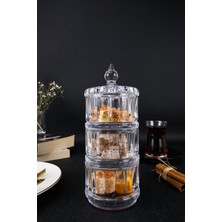 3 Katlı Cam Sunumluk, Kurabiye ve Şekerlik, 8 Cm, Şık ve Kullanışlı Tasarım