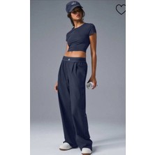 Rahat Kalıp Beli Lastikli Bol Paça Kumaş Pantolon