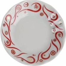 Kırmızı Yakamoz Porselen 6'lı Çay Tabağı Seti, Şık ve Zarif Tasarım