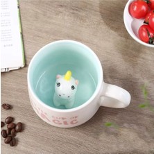 Sevimli Mavi Unicorn Tasarımlı 350 ml Porselen Kupa