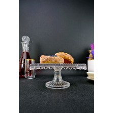 Turuncu Kare Cam Servis Tabağı Sunum Kek Standı 18 cm