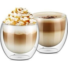 Şık Çift Cidarlı 2'li Cam Bardak 250CC, Beyaz, Zarif ve Dayanıklı Tasarım