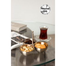 3'lü Paslanmaz Çerezlik Set, Renkli, Metal Saplı, Kafe ve Restoran Kullanımı