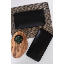 Mat Siyah Siera Kayık Tabak 33 Cm, 2'li Set