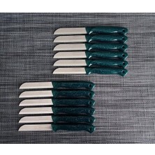 12'li Simli Yeşil Meyve Bıçak Seti, Şık ve Kullanışlı Mutfak Gereçleri