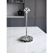 Seramik Rulo Peçetelik Gri Leopar Desenli Mutfak Aksesuar