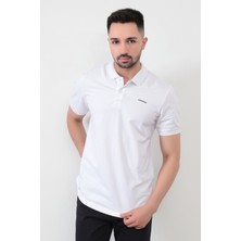 Erkek Beyaz Polo Yaka T-Shirt Pamuklu Serin Tutan Regular Fit 2061