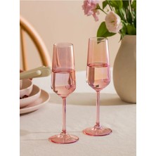 Pembe Cam Ayaklı Su Bardağı Çiftli Set, Şık ve Zarif Tasarım