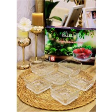 Altı Adet Kare Cam Kase, Kahverengi, Zarif ve Şık Tasarım