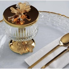 Altın Metal Ayaklı Kapaklı Şekerlik ve Çerezlik Sunumluk