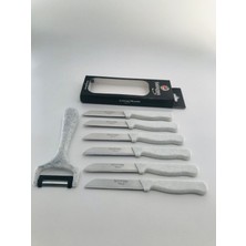 Beyaz Simli 6 Bıçak, Tırtıksız Doğrama Bıçağı ve Sapan Soyacak Seti