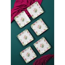 Renkli 6'lı El Yapımı Bahar Desenli Tatlı ve Sunum Tabakları, 15 cm