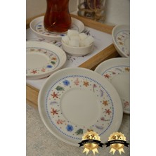 6'lı 12CM Porselen Çay Tabağı Seti, Kırık Beyaz Renk