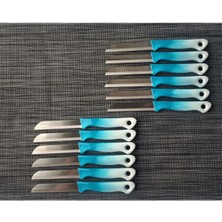 Ebruli Turkuaz-Beyaz Meyve Sebze Bıçağı Seti 12'li, Şık ve Kullanışlı