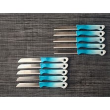 Ebruli Turkuaz-Beyaz Meyve Sebze Bıçak Seti, 10'lu, Şık ve Kullanışlı Tasarım