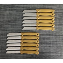 12'li Simli Sarı Meyve Bıçak Seti, Şık ve Renkli Mutfak Aksesuarı