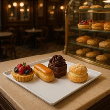 Beyaz Melamin Sunum Tabağı 35X35CM, 2cm Kalın, Dayanıklı ve Şık Tasarım