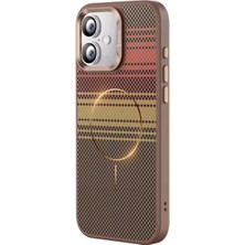 Apple iPhone 16 Uyumlu Kılıf Zebana Neofiber Silikon Kılıf (Kablosuz Şarj) Kahverengi