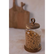 Kahverengi Akasya Kapaklı Cam Kavanoz 1100 Ml, Şık ve Kullanışlı Saklama Çözümü