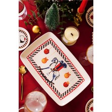 Yılbaşı Temalı Nutcracker Dikdörtgen Servis Tabağı 34X25 Cm, Renkli ve Şık Tasarım