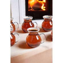 6'lı Turuncu Borosilikat Cam Bardak Seti, Isıya Dayanıklı Kulplu Çay Fincanı