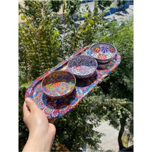 Renkli Metal Desenli 3'lü Kase Seti, Sunum ve Çerezlik Için Şık Tasarım