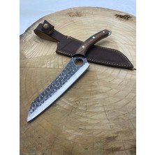 El Yapımı Çelik Şef ve Kamp Bıçağı Kılıflı Kişiselleştirilebilir Hediye