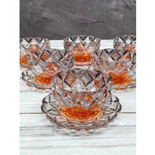 12 Parça Renkli Kristal Cam Çerezlik Kase ve Tabak Seti, Şık ve Zarif Tasarım