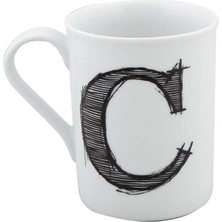 Beyaz C Harfli Şık Kupa, Zarif ve Kullanışlı Tasarım ile Günlük Kullanım Için Ideal