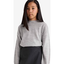 DeFacto Oversize Geniş Kalıp Bisiklet Yaka Triko Kazak Kız Çocuk E7739A825AU