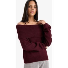 DeFacto Regular Fit Açık Omuz Triko Kazak F3029AX25WN