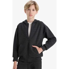 DeFacto Erkek Çocuk Kapüşonlu Okul Fermuarlı Sweatshirt E9397A825AU