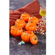 El Yapımı 6'lı Turuncu Mini Kabak Tasarımlı Sunumluk, Çay ve Kahve Yanı