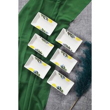 6’lı Limon Desenli El Yapımı Sunum ve Ikram Seti, Çerezlik ve Sosluk Seti