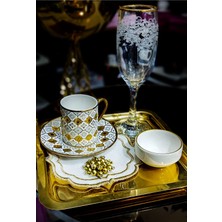 Şık Gold Detaylı Porselen Sunumluk ve Şekerlik Seti