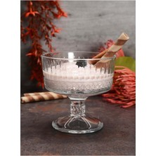 Bej 4'lü Kristal Ayaklı Tatlı ve Dondurma Sunum Kasesi Seti