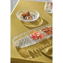 El Yapımı Cam Kayık Tabak, 3 Bölmeli, Şık ve Kullanışlı, Beyaz Renkli.