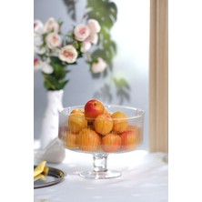 Şeffaf Ayaklı Cam Kase, Modern Tasarım, Tatlı, Salata ve Meyve Sunumu Için Ideal