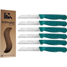 6'lı Tırtıklı Meyve Bıçakları, Simli Koyu Yeşil, Şık ve Kullanışlı Set