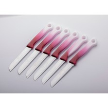 Pembe Tırtıklı Meyve Sebze Bıçakları 6'lı Set, Şık ve Kullanışlı Mutfak Gereci