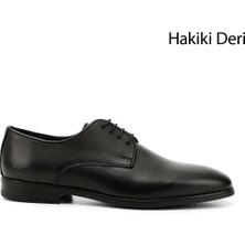 GÖNDERİ Erkek Siyah  Bağcıklı Hakiki Deri Klasik Ayakkabı