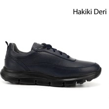 GÖNDERİ Erkek Lacivert Bağcıklı Hakiki Deri Sneaker