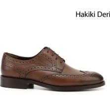 GÖNDERİ Erkek Taba Antik  Bağcıklı Hakiki Deri Klasik Ayakkabı